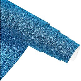 BENECREAT 11.5"x 53" 0.8mm Thick Blue Tiny Chunky Glitter Faux Leather Sheet Sparkle Shiny Faux Leather for Earrings Bows DIY Craft Wedding Sewing