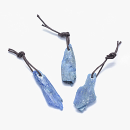 Honeyhandy Natural Kyanite/Cyanite/Disthene Pendants, Nuggets, 20~43x11~28x3.5~16mm, Hole: 2mm