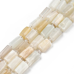 Honeyhandy Natural White Moonstone Beads Strands, with Seed Beads, Faceted, Column, 8.5~12x5.5~7.5x4.5~7mm, Hole: 1.2mm, about 15~16pcs/strand, 7.09 inch~7.68 inch(18~19.5cm)