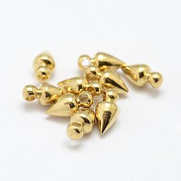 Honeyhandy Brass Charms, Cone/Spike, Nickel Free, Raw(Unplated), 9x4.5mm, Hole: 2mm