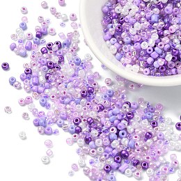 Honeyhandy Opaque & Transparent Inside Colours Glass Seed Beads, Round Hole, Round, Medium Purple, 3x1.5~2.5mm, Hole: 0.8mm