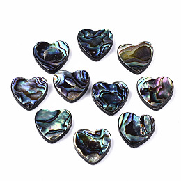 Honeyhandy Natural Abalone Shell/Paua Shell Beads, Heart, Colorful, 15x15.5x3.5mm, Hole: 1mm