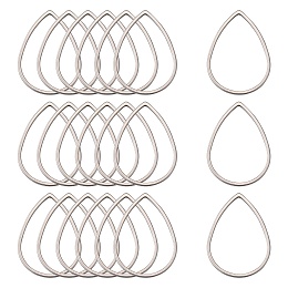 Honeyhandy 304 Stainless Steel Linking Rings, Teardrop, Stainless Steel Color, 32x22x1mm, inner measure: 29.5x20mm