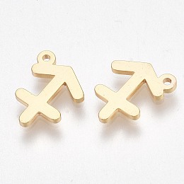 Honeyhandy Ion Plating(IP) 304 Stainless Steel Charms, Constellation, Golden, Sagittarius, 10x8x1mm, Hole: 0.8mm