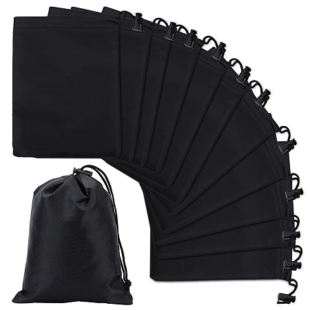 NBEADS 12 Pcs Polyester Drawstring Bags, 7.8x6.3 Black Nylon Bags Drawstring Storage Bags with Toggle Gift Bags Jewelry Pouches for Sport Home Travel Jewelry Candy Storage