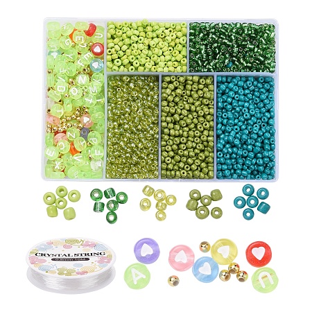 Honeyhandy DIY Jewelry Making Kits, Including Round 8/0 Glass Seed Beads, Acrylic & ABS Plastic Beads, Elastic Crystal Thread, Mixed Color, Beads: about 3140pcs/set