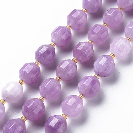 Arricraft Natural Dolomite Beads Strands, Dyed, Faceted, with Seed Beads, Double Terminated Point Prism Beads, Bicone, Medium Purple, 11~12x10~11.5mm, Hole: 1.5mm, about 27~28pcs/strand, 14.57 inch~15.16 inch(37cm~38.5cm)