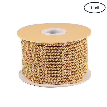 PandaHall Elite 3mm/ 21 Yards Twisted Cord Rope Nylon Twisted Cord Trim Thread String (20m, Khaki)