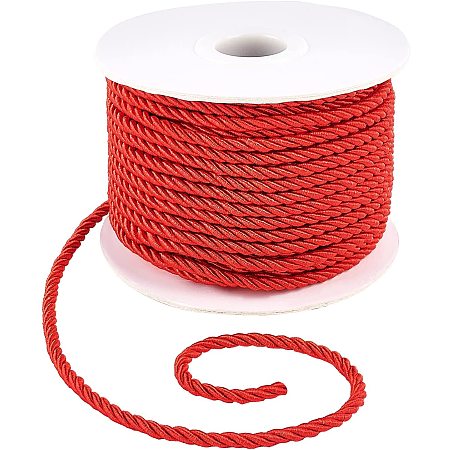 PandaHall Elite 20 Yards Twisted Rope Trim Thread, 3mm Twisted Cord 3-Ply Decorative Rope Nylon Rope String Thread for Christmas Decoration, Honor Cord, Home Decor, School Projects, Curtain Tieback
