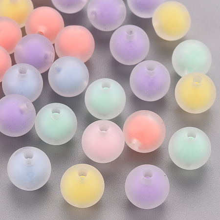 Honeyhandy Transparent Acrylic Beads, Frosted, Bead in Bead, Round, Mixed Color, 11.5x11mm, Hole: 2mm, about 520pcs/500g
