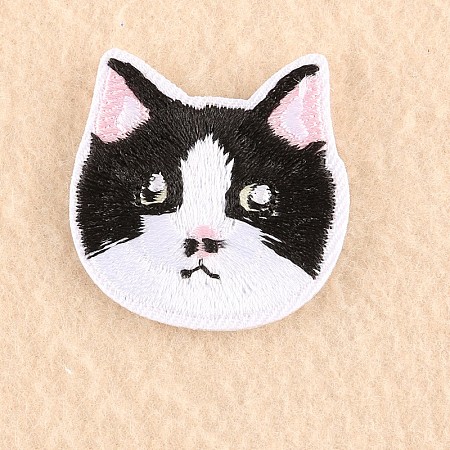 Honeyhandy Computerized Embroidery Cloth Iron on/Sew on Patches, Costume Accessories, Appliques, Cat, Black, 3.7x3.7cm