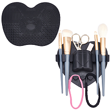 Gorgecraft Silicone Makeup Brush Organizer & Silicone Makeup Cleaning Brush Mat, Black, 2pcs/set