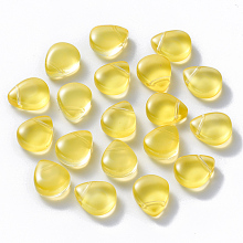 Honeyhandy Baking Painted Glass Beads, Top Drilled Beads, Imitation Jade, Teardrop, Yellow, 12.5x10.5x5.5mm, Hole: 0.9mm