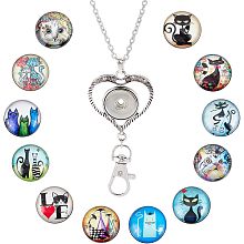 SUNNYCLUE 1 Box 12Pcs Snap Buttons Lanyards Snap Button Necklace Cute Cat Animal Snap Button Charms ID Badge Holder Cute Name Tag Office Lanyards for Women Teacher Staff Students Nurse Gift Supplies