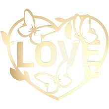 CREATCABIN Love Heart 3D Acrylic Mirror Wall Sticker Butterfly Mirrors Wall Decor Letter Wall Art Decals DIY Mural Removable for Home Wall Cabinet Living Room Bedroom Decorations Gold 11.81x9.84Inch