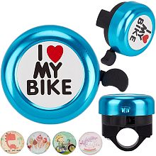 CREATCABIN I Love My Bike Bicycle Bell Aluminum Alloy Bike Bells Ring Round Pink Loud Sound Cycling Handlebars Bells with 4Pcs Resin Stickers