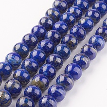 Honeyhandy Natural Lapis Lazuli Beads Strands, Round, 8mm, Hole: 1mm, about 48pcs/strand, 15.7 inch(40cm)