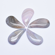 Honeyhandy Natural Agate Pendants, Dyed, teardrop, Lavender, 46~50x24~26x5~7mm, Hole: 1.5~2mm