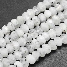 Honeyhandy Natural Rainbow Moonstone Beads Strands, Rondelle, Faceted, 6x4mm, Hole: 1mm, about 103pcs/strand, 15.9 inch(40.5cm)