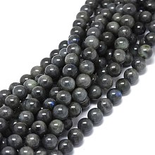 Honeyhandy Natural Larvikite Beads Strands, Round, 10~10.5mm, Hole: 1mm, about 39pcs/strand, 15.55 inch(39.5cm)