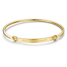 Arricraft Fashion Engraved Brass Inspirational Bangle, with Words Believe in Yourself, Real 24K Gold Plated, 39086 inch(18.5cm), 4mm