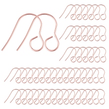 Honeyhandy 100Pcs 316 Stainless Steel Hypoallergenic French Earring Hooks, Flat Earring Hooks, Ear Wire, with Horizontal Loop, Rose Gold, 18mm, Hole: 4.6mm, 20 Gauge, Pin: 0.8mm