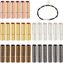 OLYCRAFT 30 Sets 5 Colors Brass Bayonet Clasps Leather Cord Clasps Column Push Clasps Brass Cord Ends Cylinder Bayonet Push Clasps for 2.7mm Round Leather Cord Connectors Jewelry Making DIY Crafts