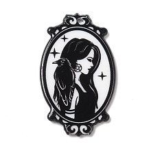 Honeyhandy Halloween Acrylic Pendants, Witch, Oval, 46.5x27.5x2.5mm, Hole: 1.8mm