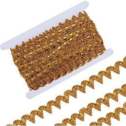 GORGECRAFT 15 Yards Gold Braid Trim 3/4 Inch Width Metallic Lace Trim Gimp Braided Fringe Venice Ribbon Edge with Sequins Triangle Woven Trimming Craft Sewing Garment Accessory for Wedding Costume