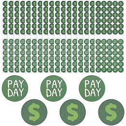 OLYCRAFT 50 Sheets Dollar Sign Pay Day Planner Stickers 12.5mm Round Dots Planner Calendar Stickers Green Calendar Planner Dot Stickers Reminder Labels for Calendar Scrapbooking Crafting - 2Style