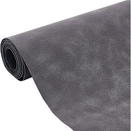 BENECREAT 59x13.7 Inches Suede Leather, PU Suede Sheets Gray Frosted Faux Leather Roll Soft Faux Suede Leatherette Fabric for Handicraft DIY, Photography Background Decorations