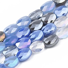 ARRICRAFT Electroplate Glass Beads Strands, AB Color Plated, Faceted, Oval, Cornflower Blue, 8x6x4mm, Hole: 1.2mm, about 69~70pcs/strand, 22.83~23.03inch(58~58.5cm)