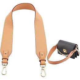 WADORN Wide Purse Strap, 23.4 Inch PU Leather Handbag Handle Replacement Short Shoulder Strap Tote Bucket Bag Handle with Golden Buckles Women Bag Strap Repair DIY Craft Bag Accessories, Brown