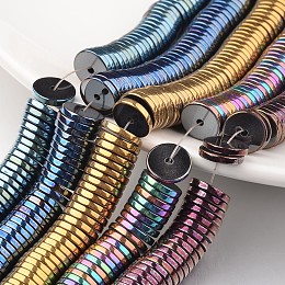 Honeyhandy Electroplate Non-magnetic Synthetic Hematite Beads Strands, Heishi Beads, Disc/Flat Round, Mixed Color, 8x2mm, Hole: 1mm, about 194pcs/strand, 15.7 inch