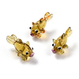 Honeyhandy Handmade Lampwork Beads, Goldfish, Goldenrod, 28x15.5x16mm, Hole: 1.7mm