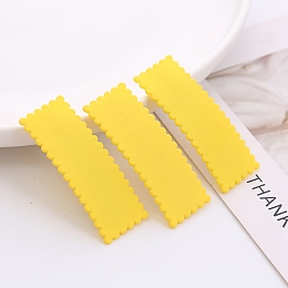 Honeyhandy Frosted Plastic Snap Hair Clips, with Metal Clip, for Women and Girls, Waved Rectangle, Yellow, 56x22mm