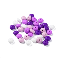 Honeyhandy Rondelle Food Grade Eco-Friendly Silicone Focal Beads, Chewing Beads For Teethers, DIY Nursing Necklaces Making, Blue Violet, 11.5x7mm, Hole: 2.5mm, 4 colors, 10pcs/color, 40pcs/bag