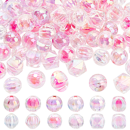 PandaHall Elite 72Pcs 12 Styles UV Plating Transparent Acrylic Beads, Round & Polygon & Rectangle & Pumpkin, Mixed Color, 15~16x14~16x14~16mm, Hole: 2.6~3.8mm, 6pcs/style