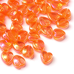 Honeyhandy 100Pcs Eco-Friendly Transparent Acrylic Beads, Dyed, AB Color, Heart, Orange Red, 8x8x3mm, Hole: 1.5mm