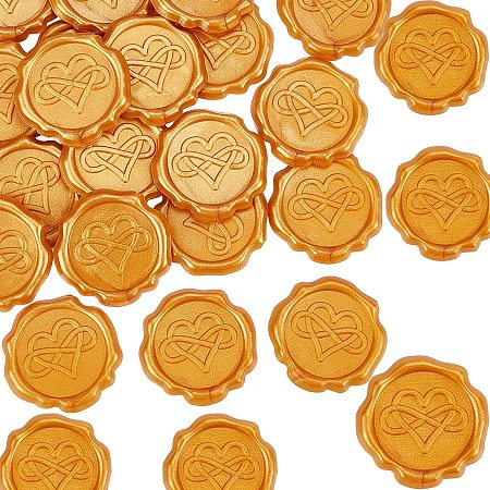 CRASPIRE Adhesive Wax Seal Stickers 25PCS Love Self- Adhesive Wax Seals Decorative Stamp Stickers Envelope Stickers for Decor Wedding Invitation Envelopes Craft Scrapbook Party Gift-Goldenrod