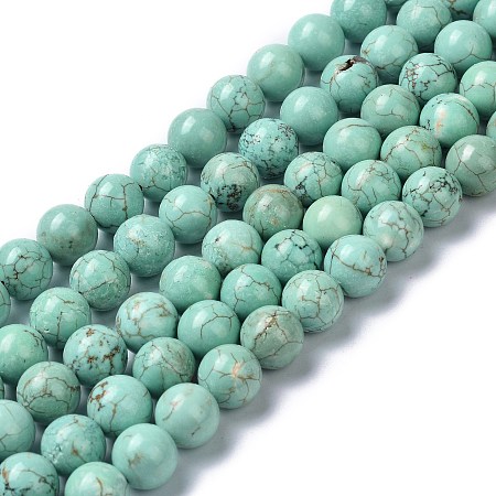 Honeyhandy Natural Howlite Beads Strands, Dyed & Heated, Round, 10mm, Hole: 1.4mm, about 40pcs/strand, 15.55 inch(39.5cm)