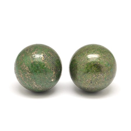 Honeyhandy Round Natural Pyrite Home Display Decorations, Green, 30mm