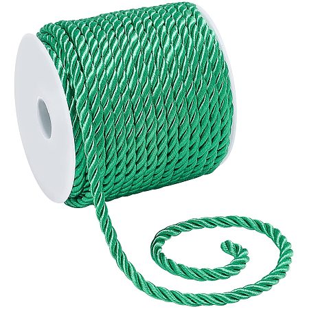 Pandahall Elite 18m/19.6 Yard Braided Cord Trim 5mm Polyester Braided Cord Decorative Twine Cord Rope Colored Twisted Cord for Curtain Tieback Upholstery Gift Bags Embellish Costumes Home Decor, Aqua