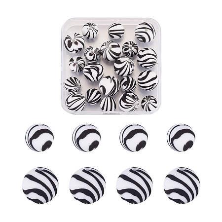 Arricraft 20Pcs 2 Colors Silicone Beads, DIY Nursing Necklaces Making, Chewing Pendants For Teethers, Round, Black, 10pcs/style