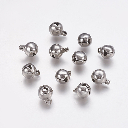 Honeyhandy 304 Stainless Steel Bell charms, Stainless Steel Color, 13x10mm, Hole: 2mm