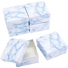 BENECREAT 6 Packs 5x5x2.5 Inches Marble Square Cardboard Jewelry Gift Boxes Earring Ring Bracelet Packing Boxes for Anniversaries, Weddings, Birthdays Favors