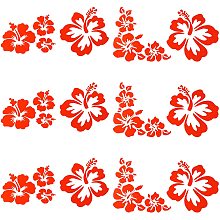 GORGECRAFT Hibiscus Flowers Car Decals Hawaiian Stickers Red Vinyl Automotive Exterior Decoration for SUV Truck Motorcycle Doors Walls Laptop