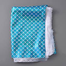 FINGERINSPIRE Fishscale Pattern Polyester Fabrics, for DIY Bed Sheet, Tablecloth, T-shirt, Dress, Rectangle, Pale Turquoise, 150x0.02cm