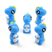 Honeyhandy PVC Cartoon Dinosaur Pendants, for DIY Keychain Making, Dodger Blue, 44x18x28mm, Hole: 2.5mm