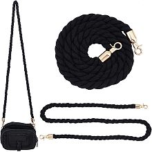 PandaHall Elite 1pcs Crossbody Strap 48.9 inch Black Braided Bag Strap Purse Handle Replacement Straps Cotton Shoulder Strap Bag Chain with Metal Buckl for DIY Handbag Purse Shoulder Bag Supplies